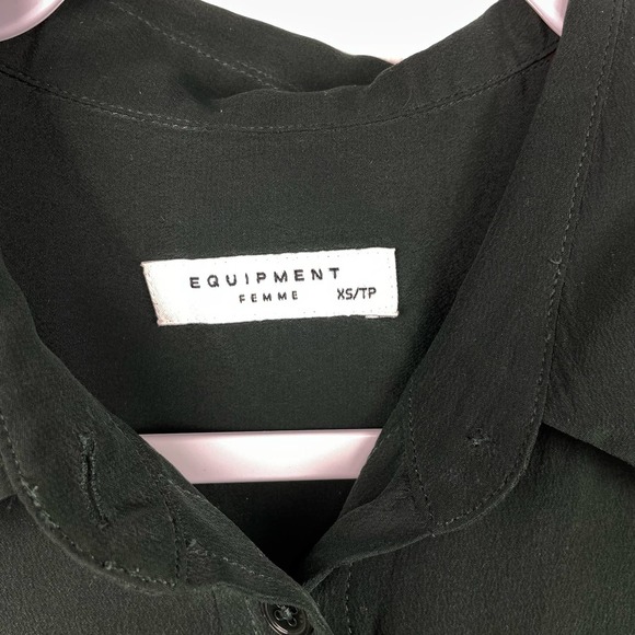 Equipment 100% Silk Dark Green Shirt Dress Size XS Button Front - Picture 4 of 6